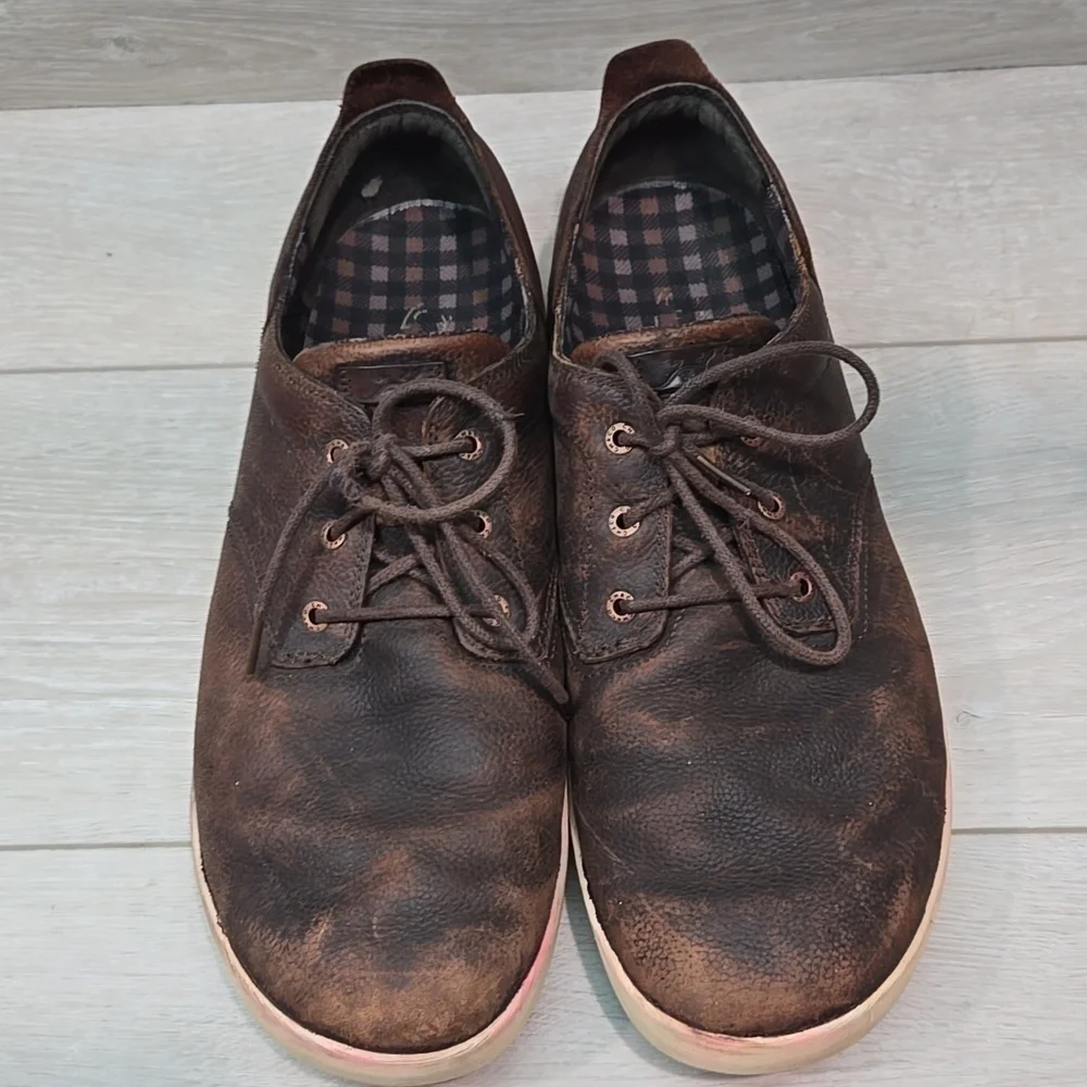 Chaco Mens Mahogany Leather Slip On Sneakers Shoes Sz 12